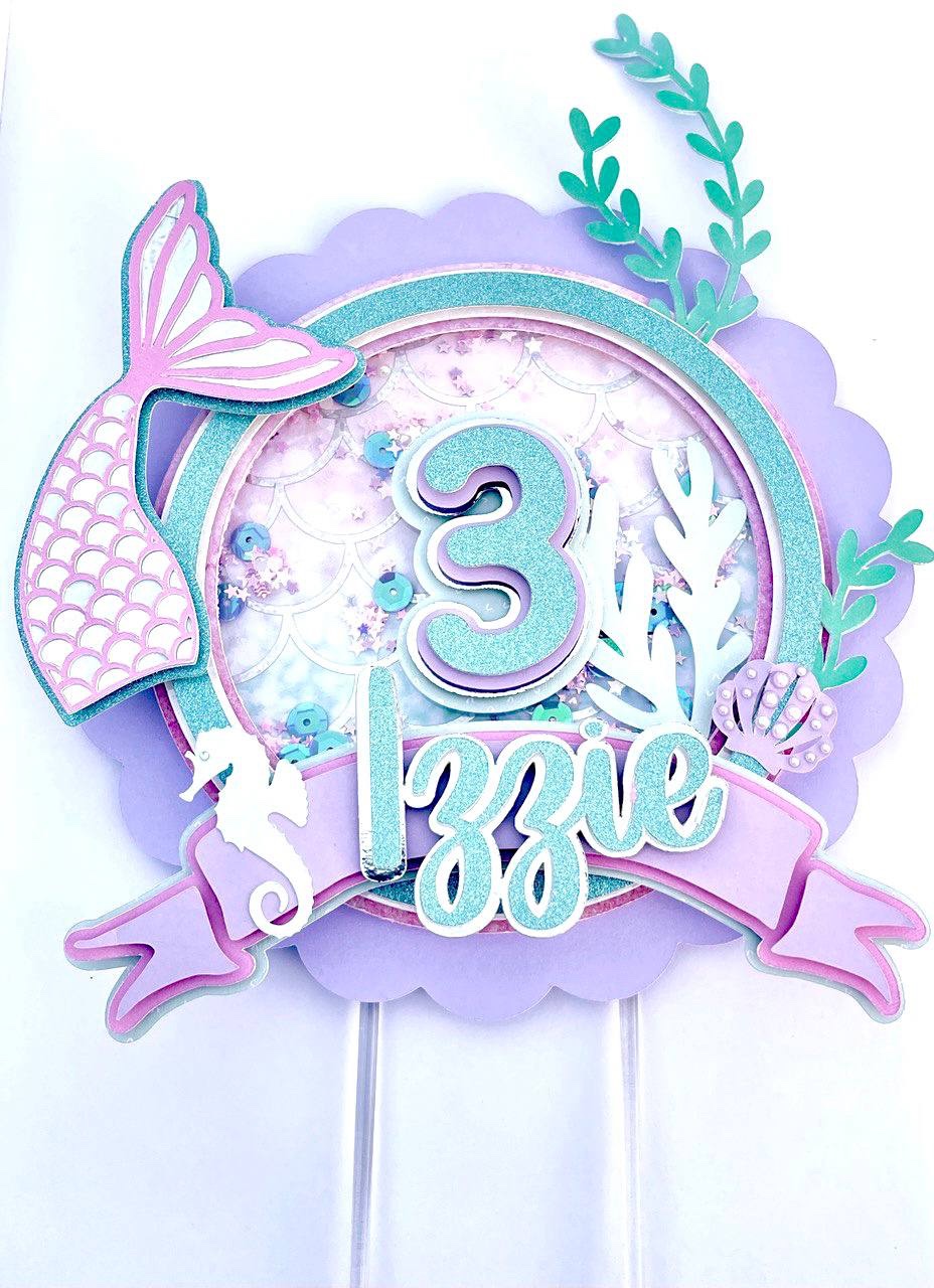 Mermaid theme shaker cake topper